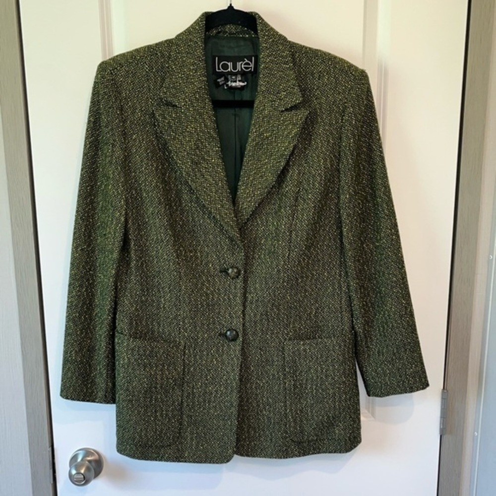Laurel ESCADA Blazer Size 42 Wool Blend Jacket Business casual office Tweed